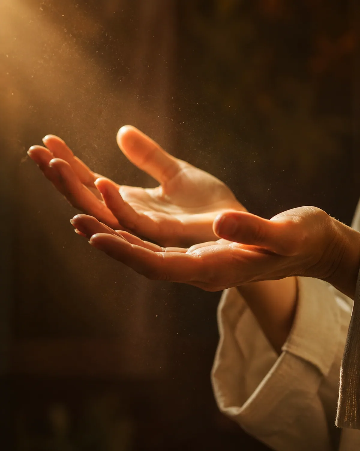 Les mains du magnétiseur, paumes ouvertes